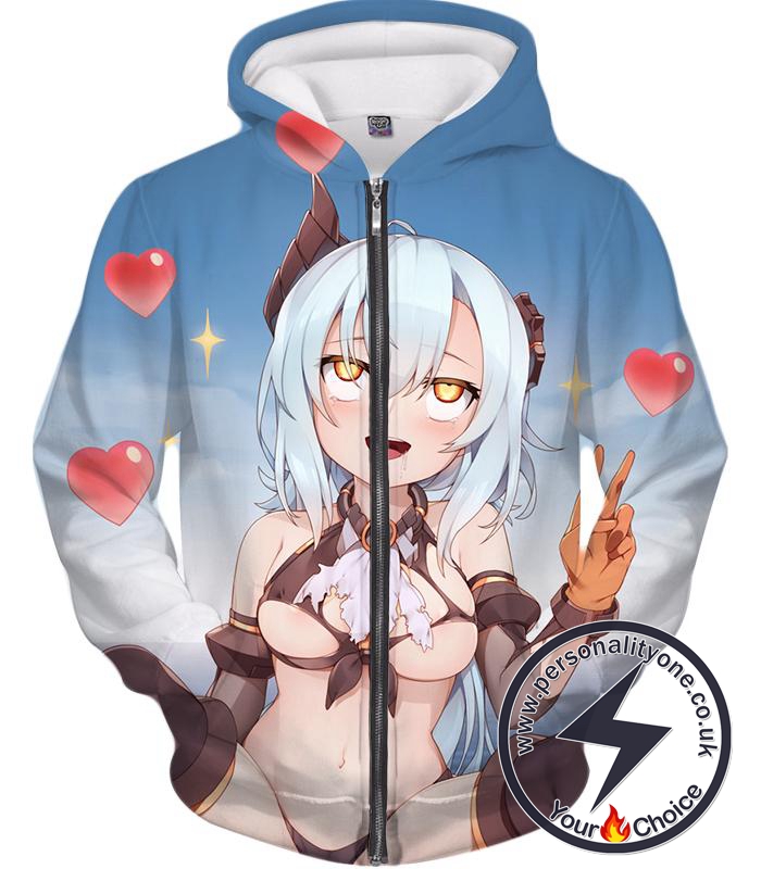 Ahegao Zip Up Hoodie Warship Girls